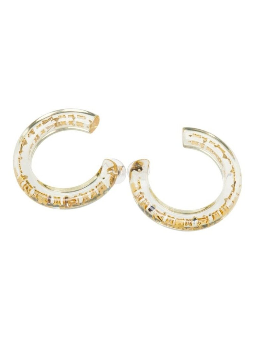 Louis Vuitton Boucle de Reille Inclusion Hoop Earrings Clear Gold Resin